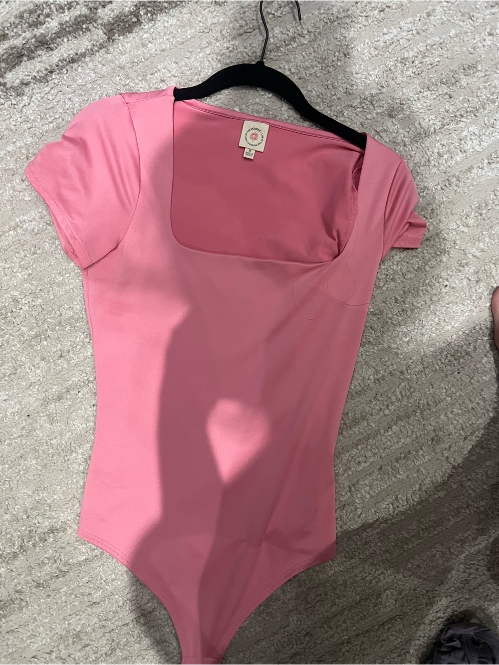 Pink Square-Neck Women's Bodysuit